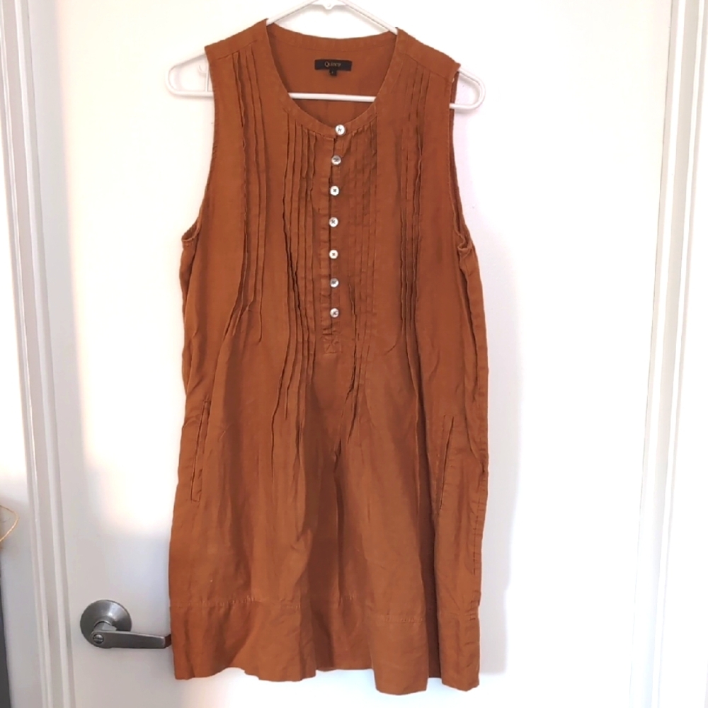 [PRICE FIRM]: PREOWN Quince Sleeveless Dress in Terracotta Burnt Orange, Large